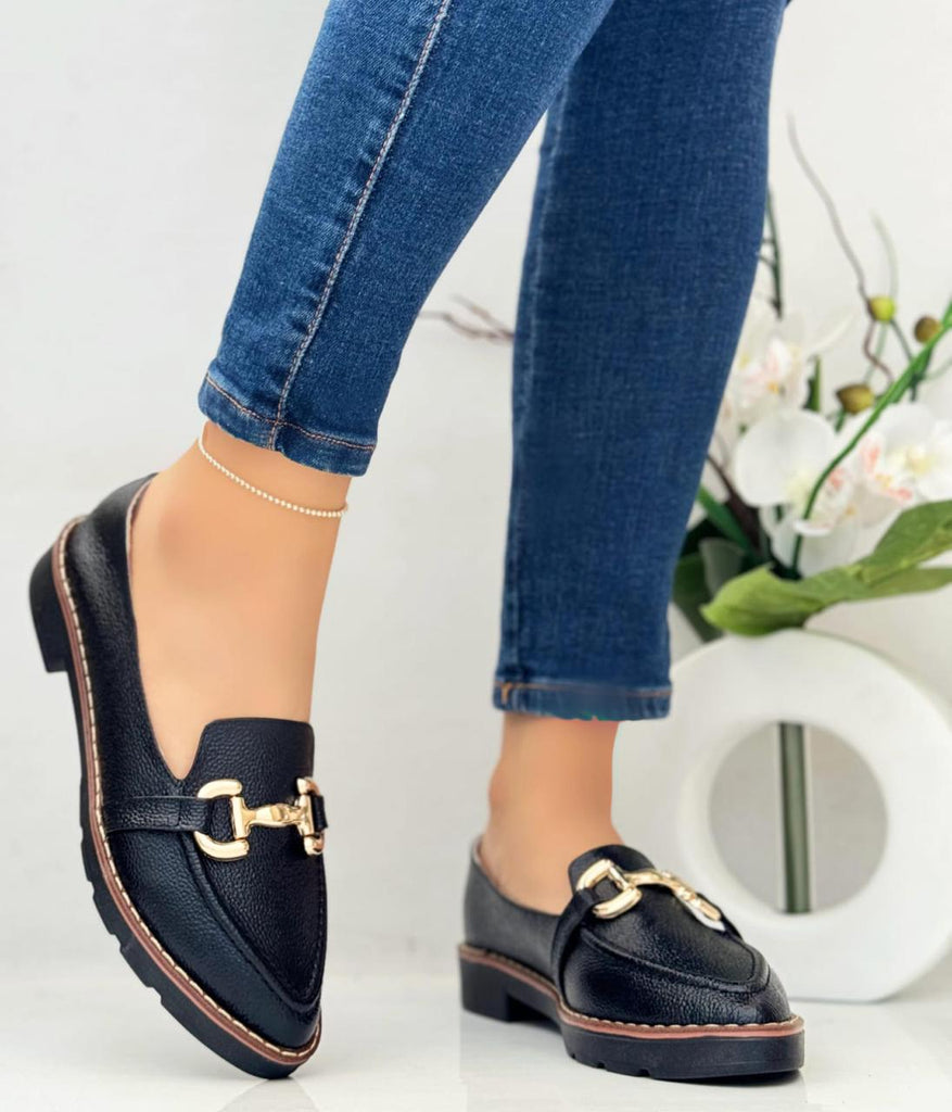 Gold black loafers deals